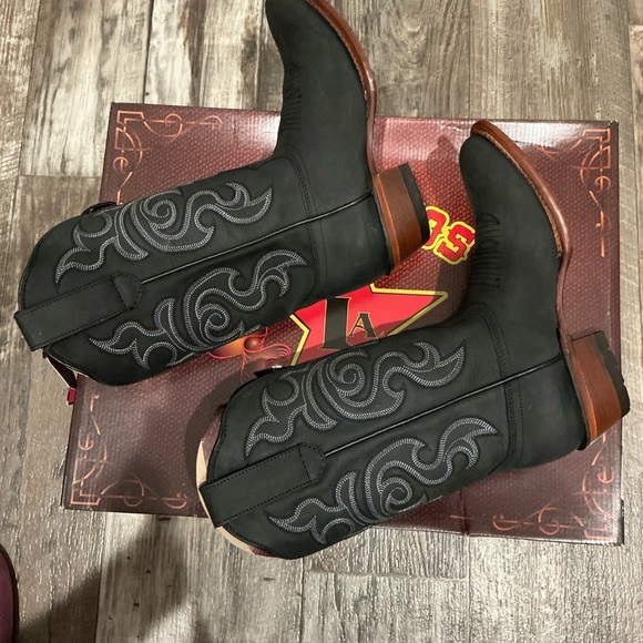 Los Altos Women’s Leather Black Cowboy Boots Size 6.5 - Picture 8 of 16